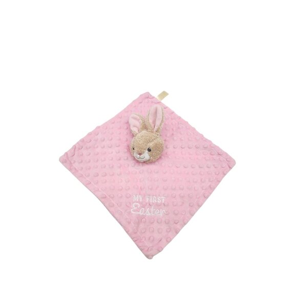 My First Easter Pink Bunny Rabbit Rattle Lovey Plush Toy Minky Dot Dan Dee - Picture 1 of 2